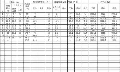 气象资料表格_气象资料卡